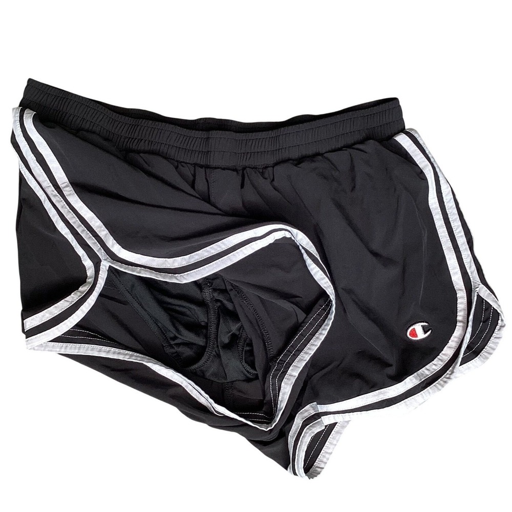 Champion Athletic Shorts Womens Large Black Good Retro Striped Dolphin Shorts - Picture 6 of 7